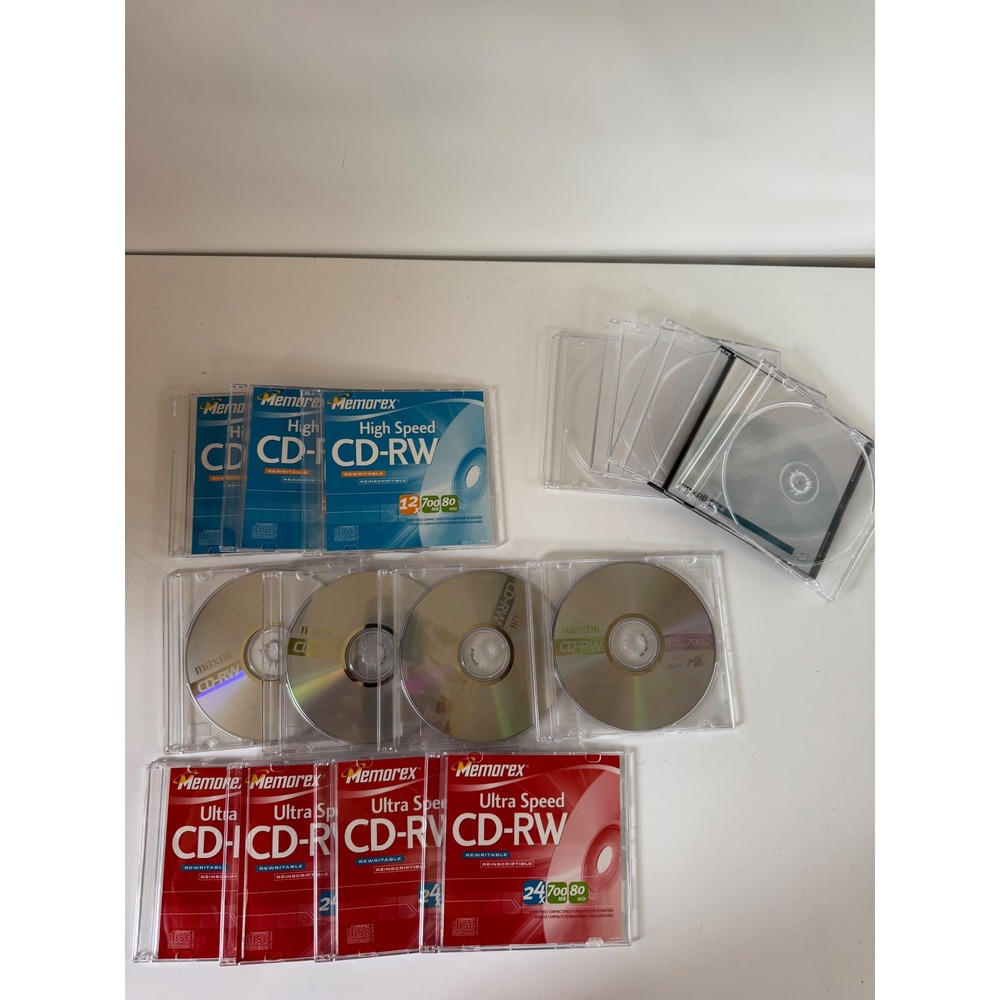 Memorex Maxell CD-RW Rewritable Discs 700MB 80Min Lot with Jewel Cases
